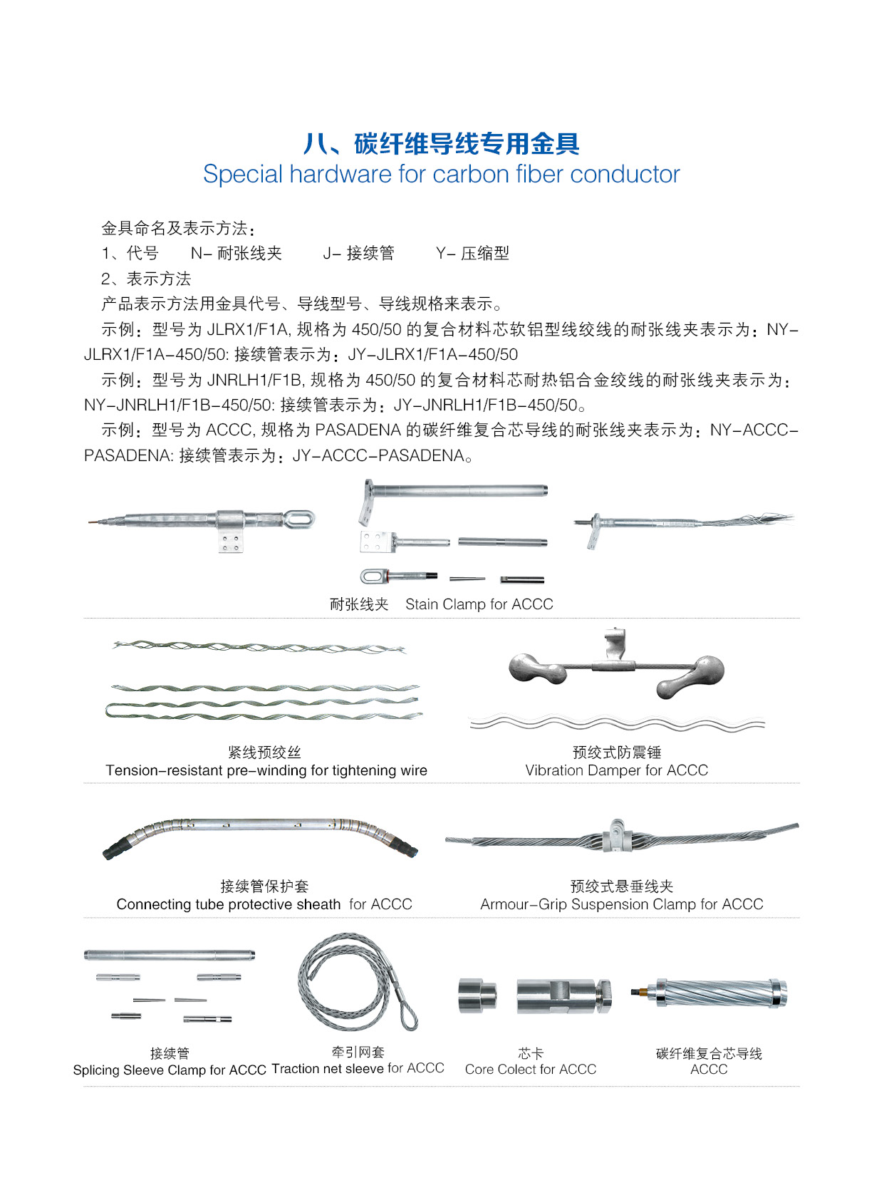 SPECIAL HARDWARE FOR CARBON FIBER CONDUCTOR